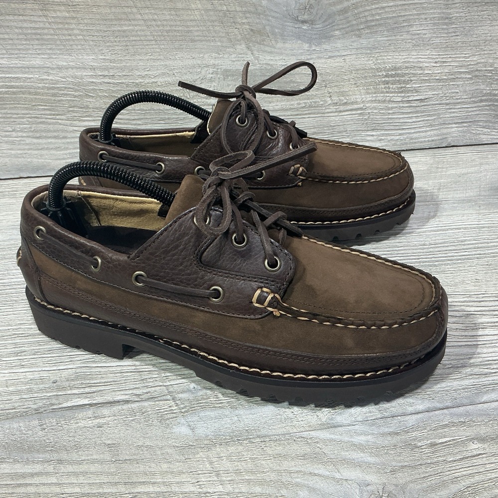 LL BEAN ALLAGASH Hand Sewn Bison Leather Loafer 301172 Men's Size 8 EE Wide NEW
